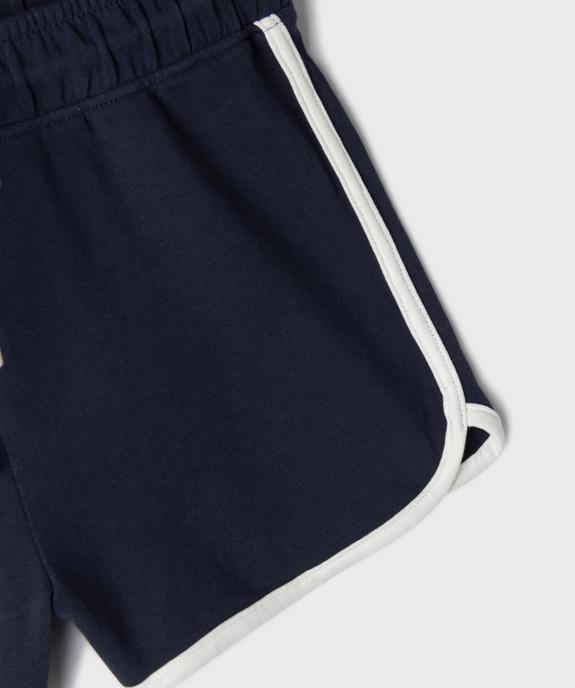 Short en maille bouclette avec liserés contrastants fille vue2 - GEMO 4G FILLE - GEMO