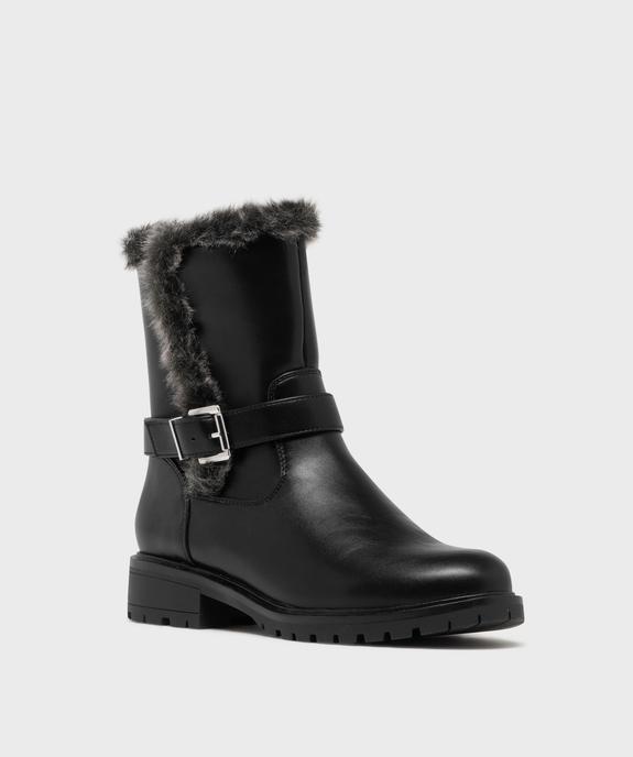 Boots motardes à ourlet fourrure imitation femme - VALENTINA BALDA Boots motardes à ourlet fourrure imitation femme vue3 - VALENTINA BALDA - GEMO