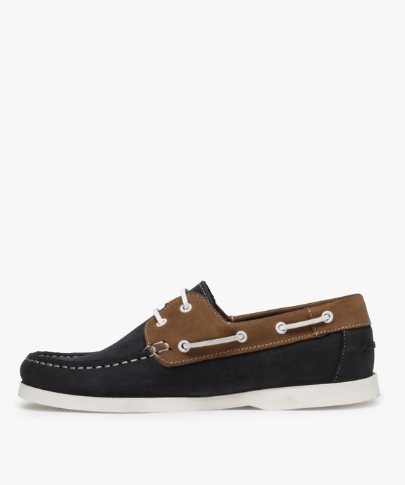 Chaussures bateau homme bicolores dessus cuir vue3 - GEMO (CASUAL) - GEMO