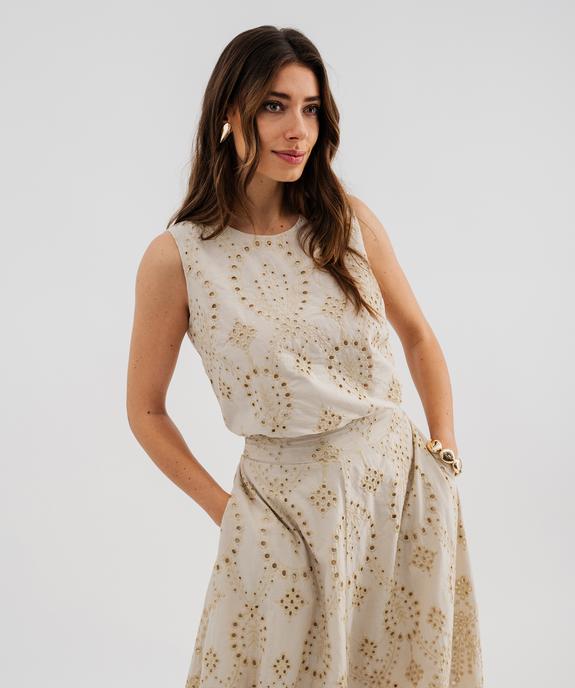 Blouse sans manches en broderie ajourée femme vue1 - GEMO(FEMME PAP) - GEMO