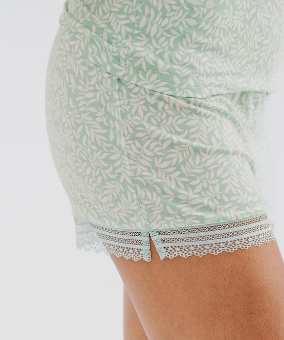 Short de pyjama en maille fluide avec bas en dentelle femme vue2 - GEMO 4G FEMME - GEMO