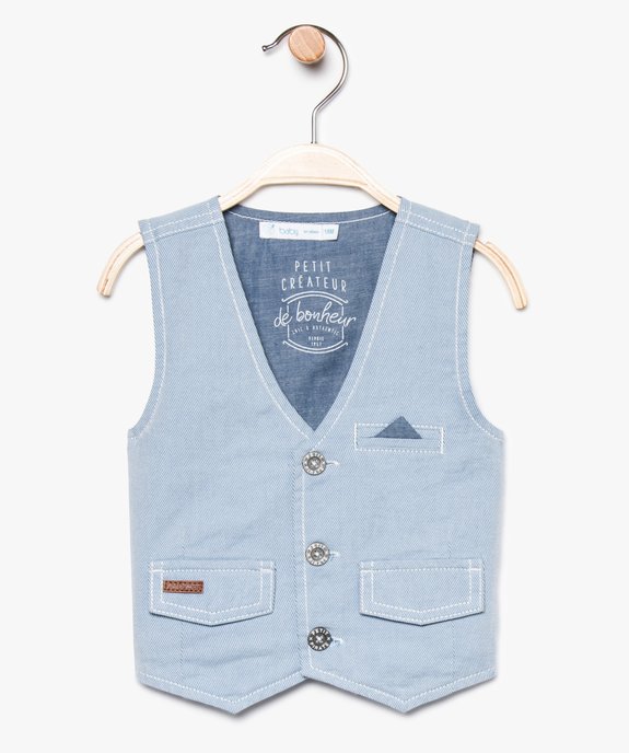 Gilet sans manches bébé garçon à rayures en relief vue1 - GEMO(BEBE DEBT) - GEMO