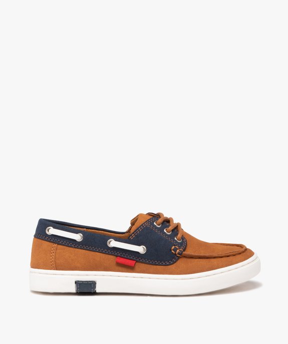 Chaussures bateau garçon en suédine et à lacets passants vue1 - GEMO 4G GARCON - GEMO