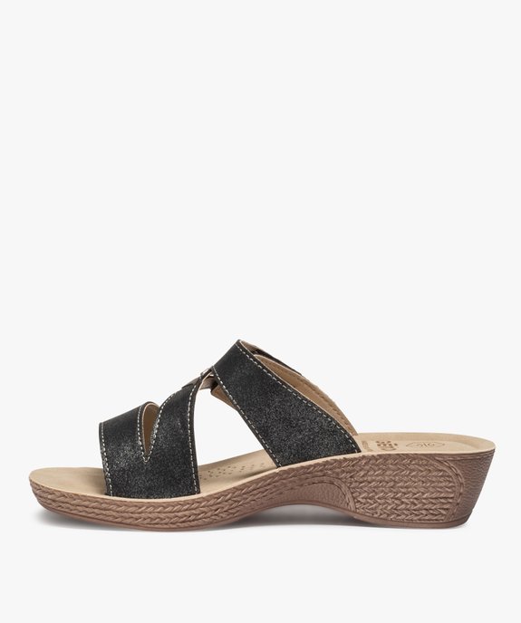 Mules femme confort brides métallisées à scratch vue3 - GEMO (CONFORT) - GEMO