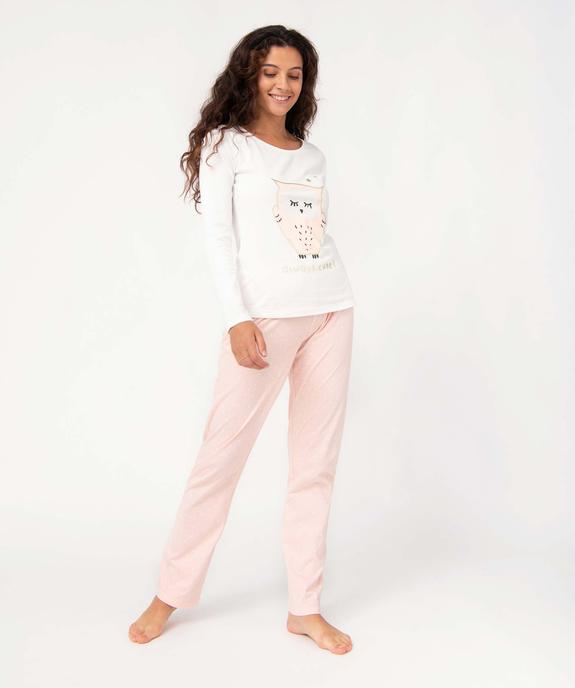 Pyjama bicolore avec motif femme vue2 - GEMO 4G FEMME - GEMO