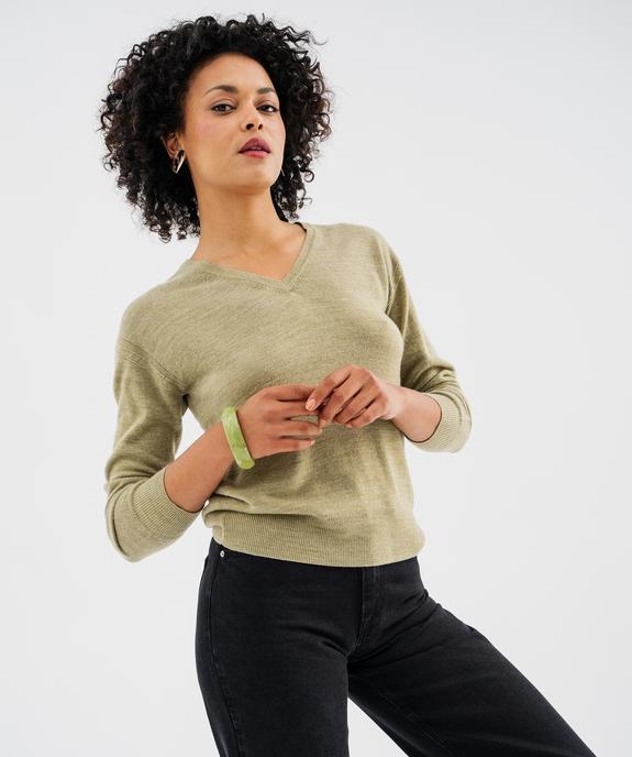 Pull col V en maille fine femme vue1 - GEMO(FEMME PAP) - GEMO