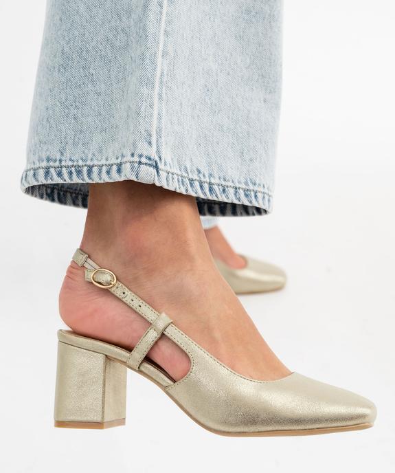 Escarpins sling-back à talon large et bout carré femme vue1 - FOLLOW ME - GEMO