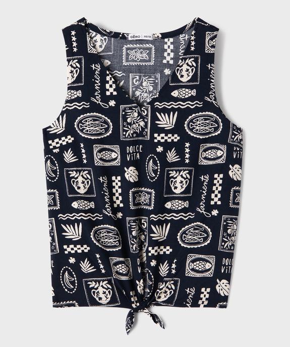 Blouse sans manches à col V imprimée fille vue1 - GEMO (JUNIOR) - GEMO