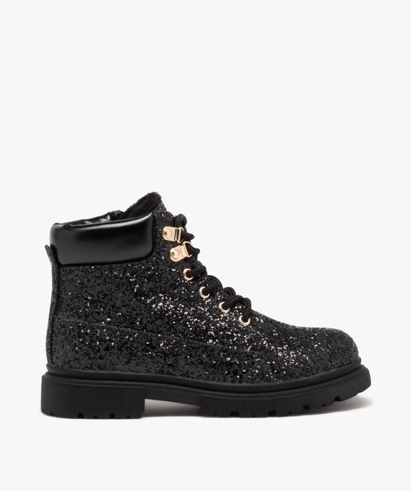 Boots fourrées à paillettes et lacets fille vue1 - GEMO (ENFANT) - GEMO