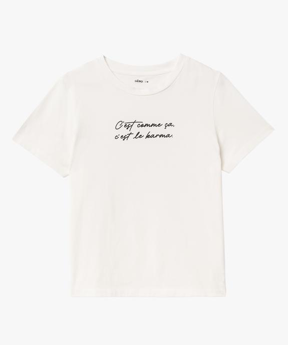 Tee-shirt manches courtes en coton à message femme vue4 - GEMO(FEMME PAP) - GEMO