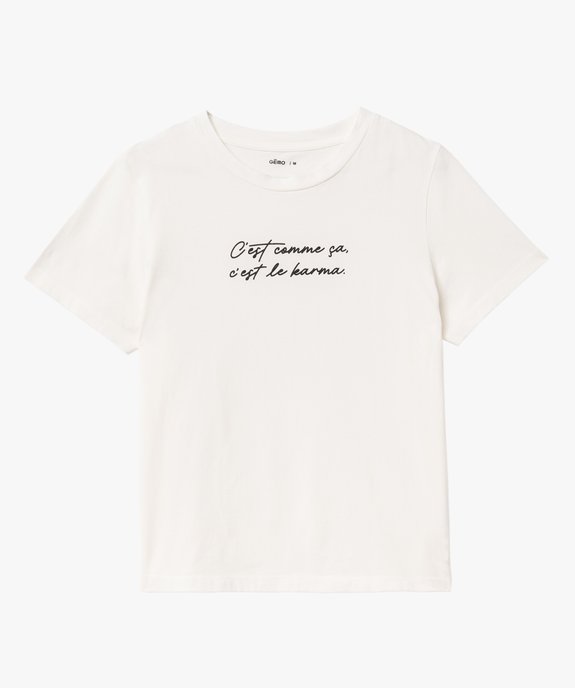 Tee-shirt manches courtes en coton à message femme vue4 - GEMO(FEMME PAP) - GEMO