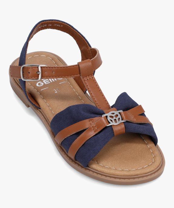 Sandales fille à brides en toile et matière lisse vue5 - GEMO (ENFANT) - GEMO