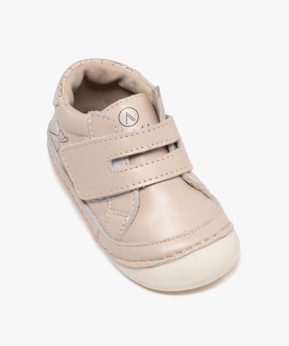 Chaussures premiers pas en cuir souple à scratch bébé fille - Alma vue5 - ALMA - GEMO