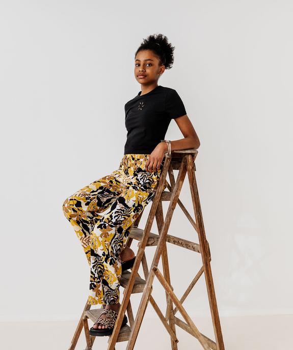 Pantalon large en viscose avec taille élastique fille vue4 - GEMO 4G FILLE - GEMO