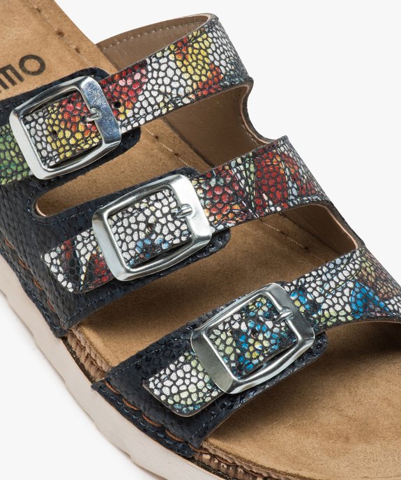 Sandales confort femme mules à talon compensé colorées vue6 - GEMO (CONFORT) - GEMO