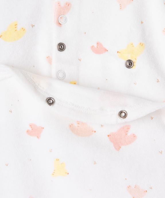 Pyjama en velours avec motifs oiseaux bébé fille  vue2 - GEMO 4G BEBE - GEMO
