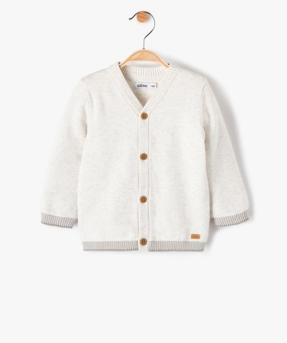 Gilet bébé garçon avec finitions contrastantes vue1 - GEMO(BEBE DEBT) - GEMO