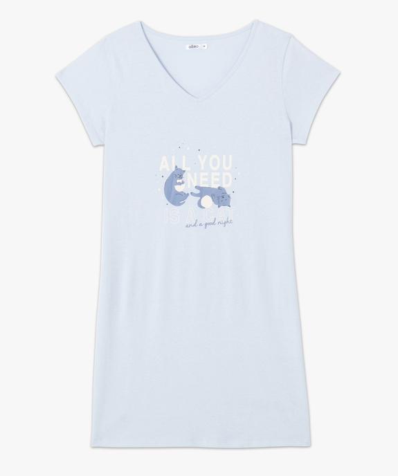 Chemise de nuit imprimée à manches courtes femme vue4 - GEMO 4G FEMME - GEMO