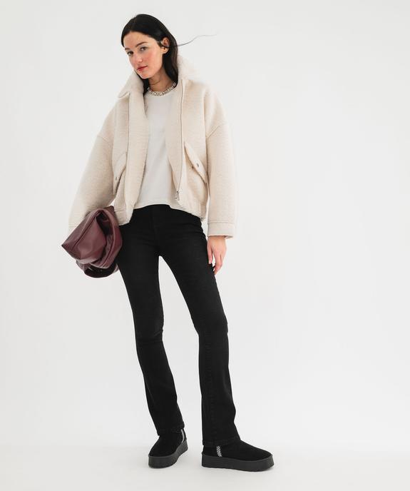 Blouson en maille bouclette chinée femme vue4 - GEMO 4G FEMME - GEMO