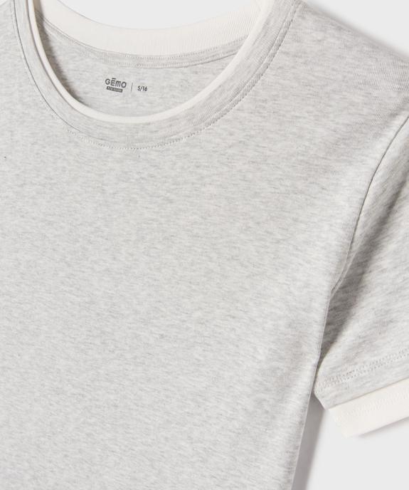 Tee-shirt manches courtes avec finitions contrastantes fille vue2 - GEMO 4G FILLE - GEMO