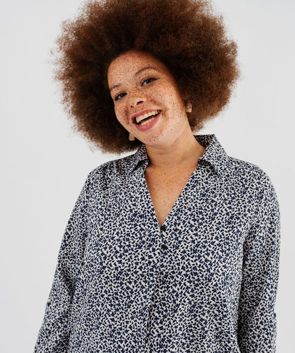 Chemise manches longues imprimée en maille gaufrée femme grande taille vue1 - GEMO (G TAILLE) - GEMO