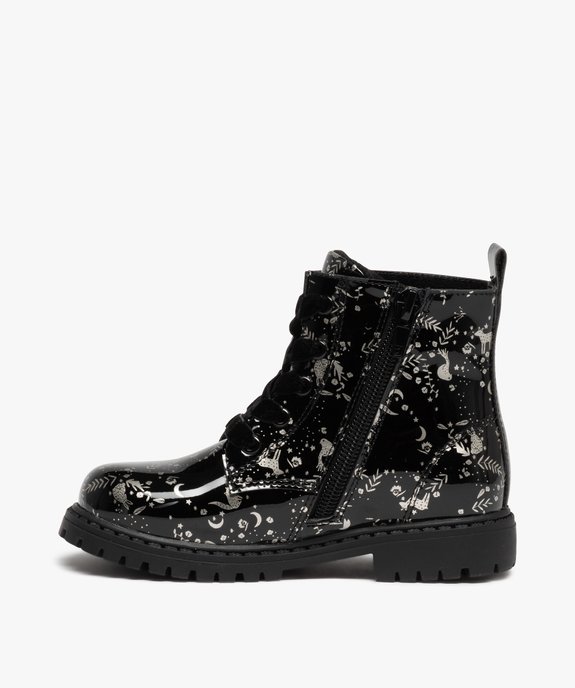 Boots fille style rock vernies à lacets et zip vue3 - GEMO(BEBE DEBT) - GEMO