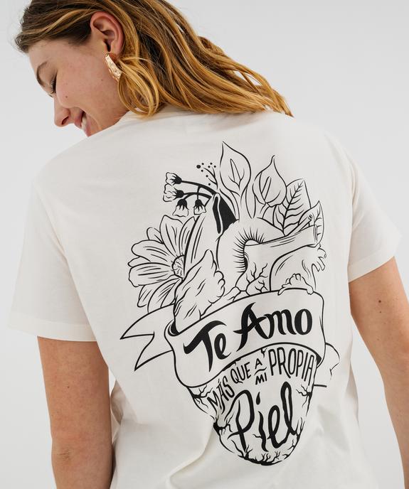 Tee-shirt manches courtes imprimé devant et dos femme - Frida Kahlo vue4 - FRIDA KAHLO - GEMO