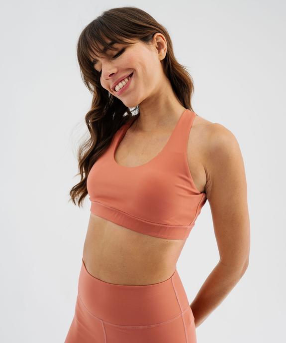 Brassière de sport à bretelles croisées et maintien modéré femme vue1 - GEMO(HOMWR FEM) - GEMO