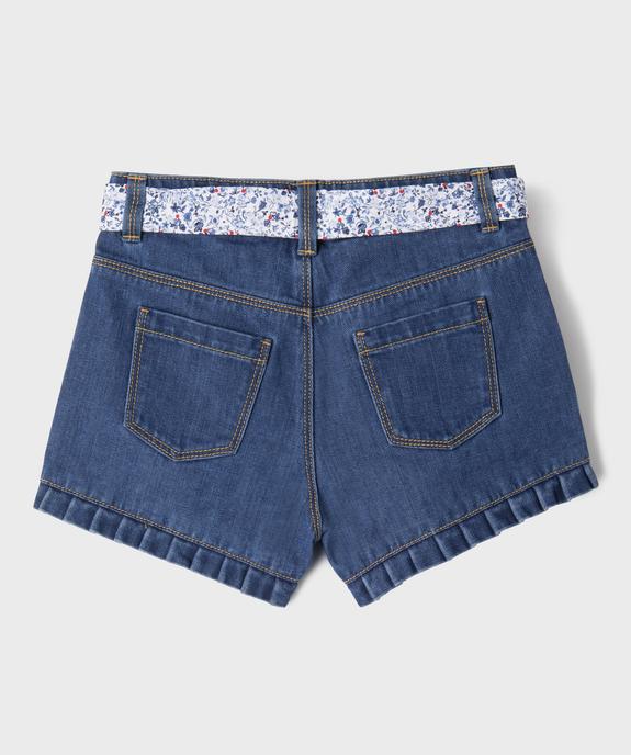 Short en jean à volants avec ceinture fleurie fille - LuluCastagnette vue4 - LULU CASTAGNETTE GEMO FOR GOOD - GEMO