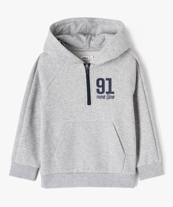 Sweat à capuche avec col zippé garçon vue1 - GEMO (ENFANT) - GEMO