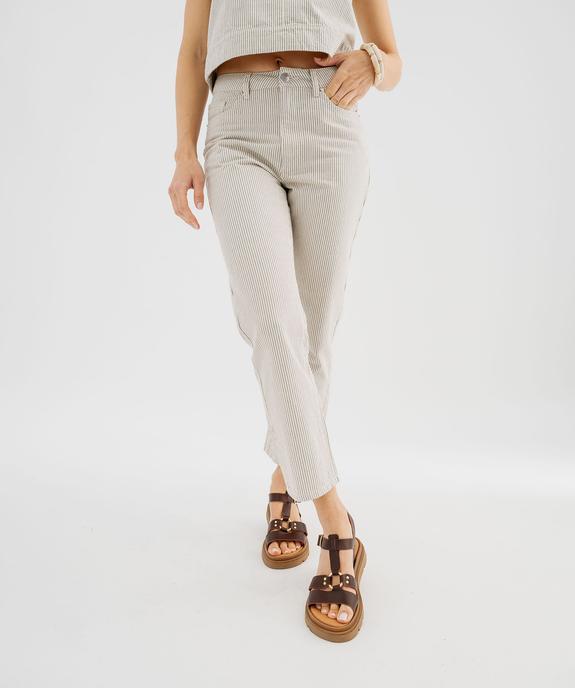 Jean cropped Straight taille haute à rayures femme vue2 - GEMO 4G FEMME - GEMO