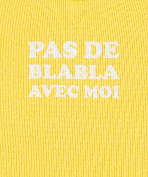 Débardeur à fines bretelles en maille côtelée avec message fille vue2 - GEMO 4G FILLE - GEMO