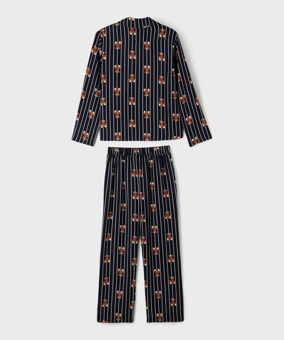 Pyjama rayé et imprimé fille - LuluCastagnette vue3 - LULUCASTAGNETTE - GEMO