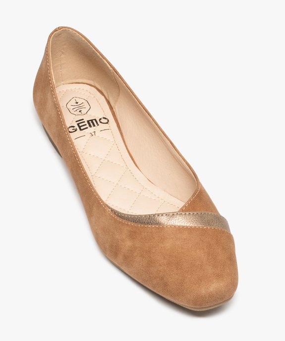 Ballerines femme en suédine empiècement métallisé vue5 - GEMO(URBAIN) - GEMO