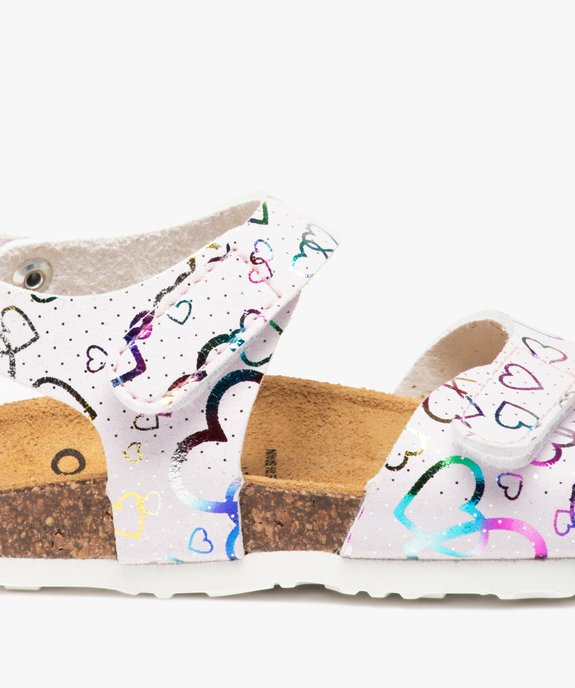 Sandales bébé fille à semelle liège et brides scratch imprimées vue6 - GEMO(BEBE DEBT) - GEMO