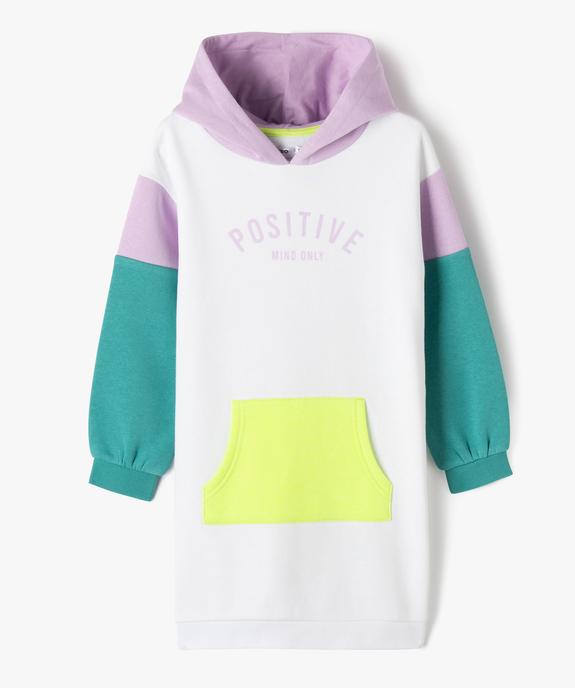 Robe sweat à capuche multicolore fille vue1 - GEMO 4G FILLE - GEMO