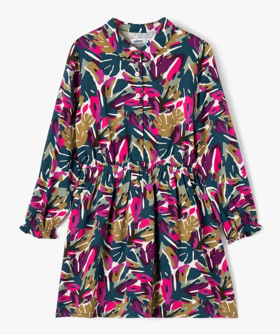 Robe imprimée à manches longues et col chemise fille vue1 - GEMO (ENFANT) - GEMO