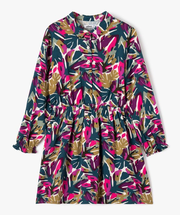 Robe imprimée à manches longues et col chemise fille vue1 - GEMO (ENFANT) - GEMO
