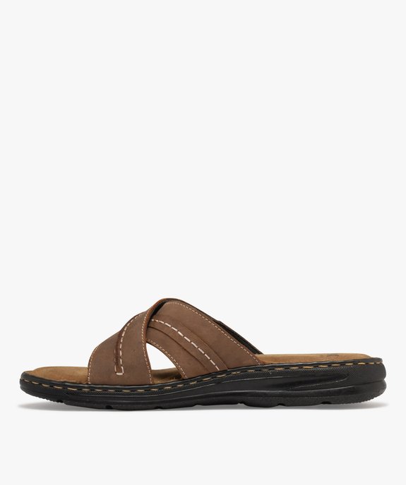 Sandale confort avec brides en cuir croisées homme vue3 - G'FLEX - GEMO