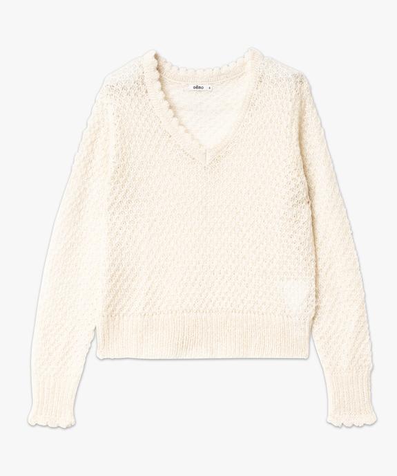 Pull pailleté col V en maille ajourée femme vue4 - GEMO(FEMME PAP) - GEMO