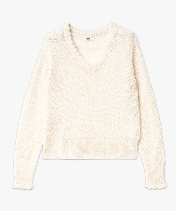 Pull pailleté col V en maille ajourée femme vue4 - GEMO(FEMME PAP) - GEMO
