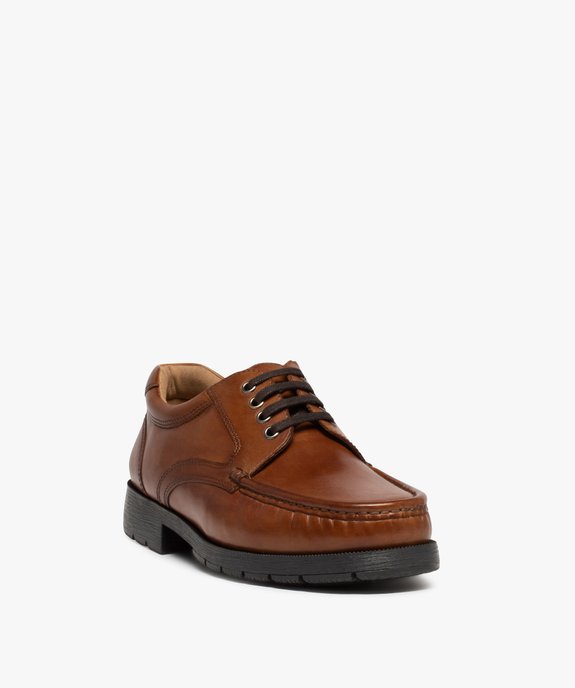 Chaussures bateau homme confort dessus cuir uni vue2 - GEMO (CONFORT) - GEMO