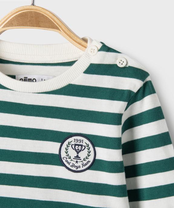 Tee-shirt manches longues à rayures bébé garçon - GEMO 4G BEBE Tee-shirt manches longues à rayures bébé garçon vue2 - GEMO 4G BEBE - GEMO