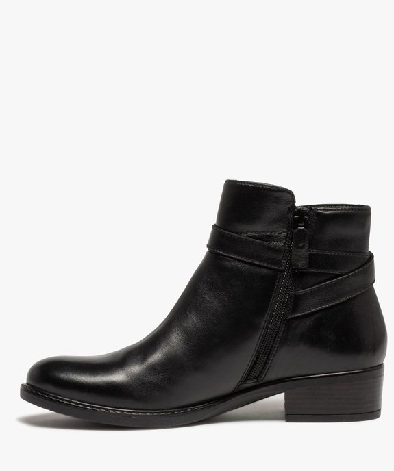 Boots femme unies en cuir à bride décorative - Tanéo vue3 - TANEO - GEMO