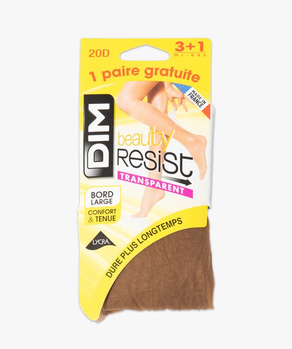 Mi-bas femme transparents Beauty Resist (lot de 4) - Dim vue2 - DIM - GEMO