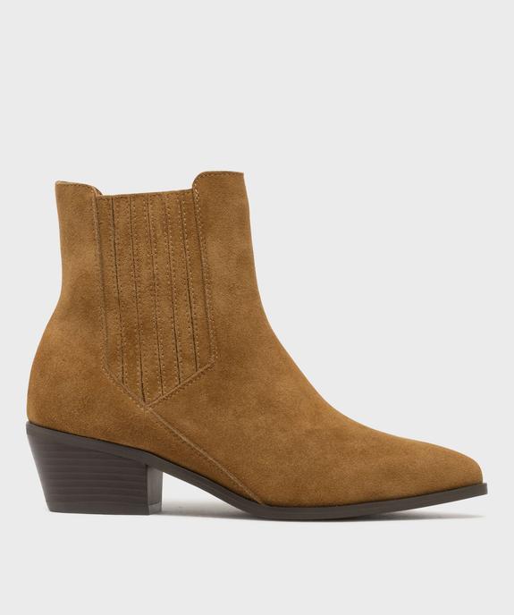 Boots dessus cuir velours avec élastique latéral esprit Santiag femme - Tanéo - TANEO Boots dessus cuir velours avec élastique latéral esprit Santiag femme - Tanéo vue1 - TANEO - GEMO