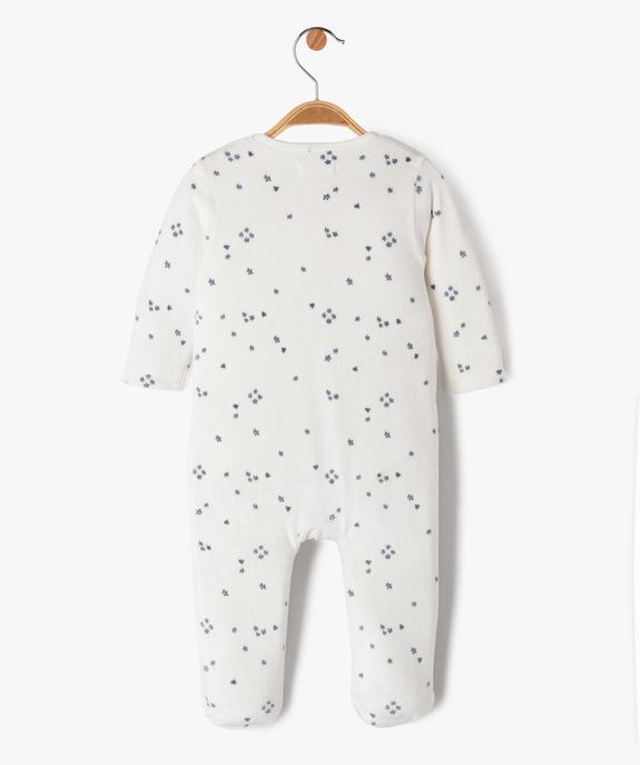 Pyjama en velours ouverture devant motif fleurs et ourson bébé - LuluCastagnette vue4 - LULUCASTAGNETTE - GEMO