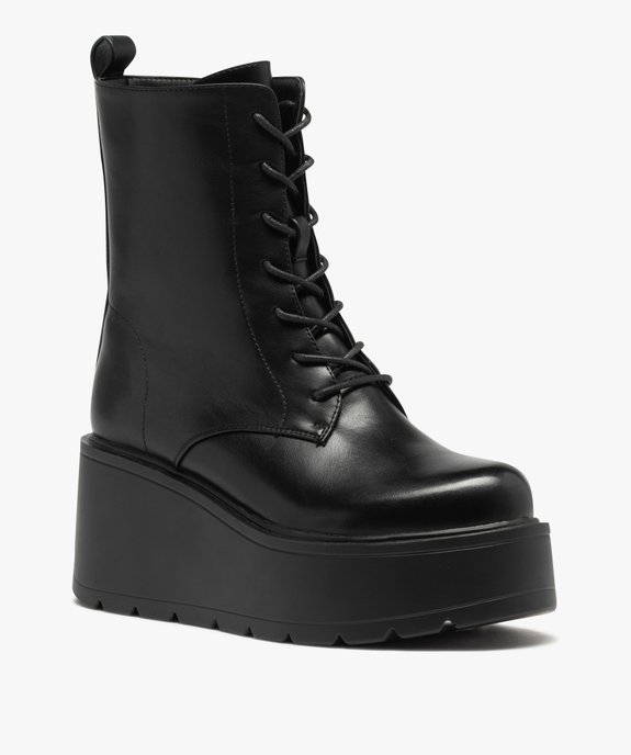 Boots femme unies à talon compensé  vue3 - GEMO(URBAIN) - GEMO