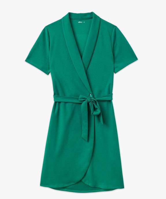 Robe portefeuille manches courtes en maille extensible femme vue4 - GEMO 4G FEMME - GEMO