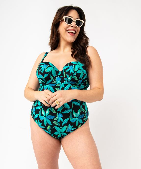 Maillot de bain une pièce emboitant à motifs fleuris femme vue3 - GEMO 4G FEMME - GEMO